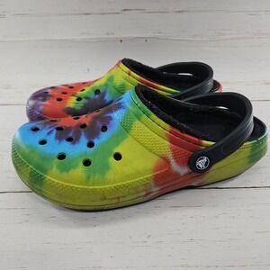 Crocs Shoes Men 9 Womens 11 Classic Lined Tie Dye Clog Multicolor Slip On 206341